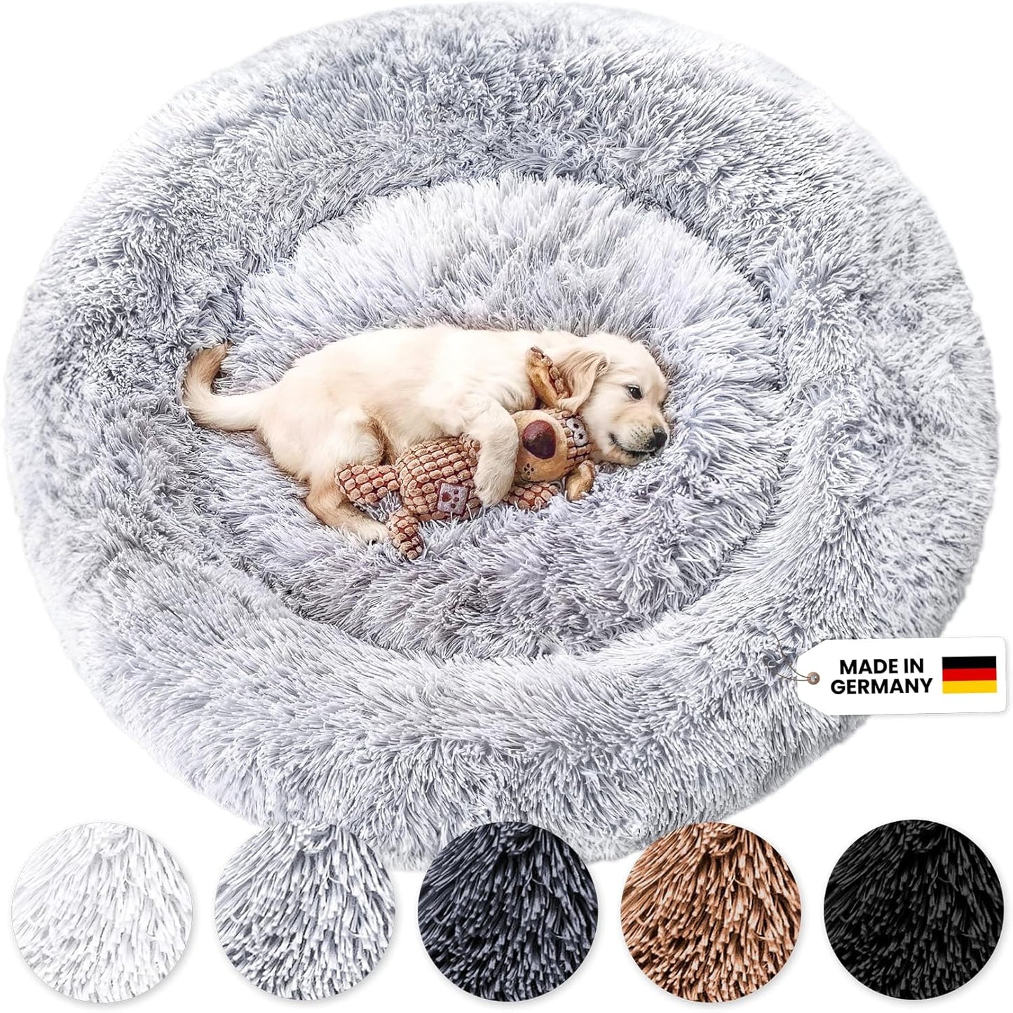 Wahre Tierliebe Hundebett Fluffy Wolke - Das Original, Mit Waschbarem Bezug Hundekissen, Hundekorb, Flauschiges Hundebett Für Große, Mittelgroße & Kleine Hunde